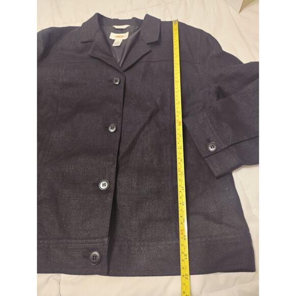 TALBOTS Irish Linen Black Button JACKET Blazer 10 VTG 3/4 SL Minimalist Office - Picture 5 of 7